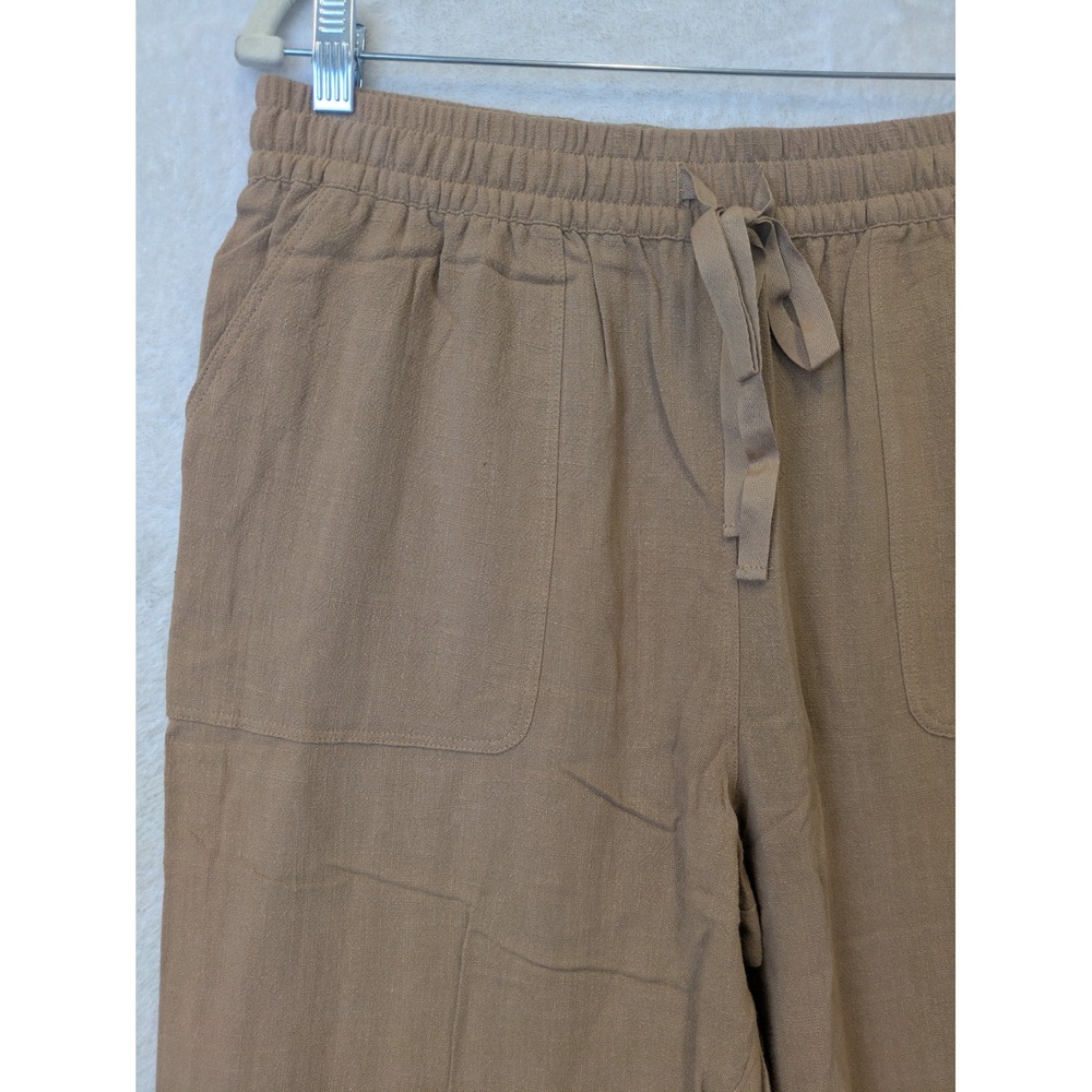 NEW Be Cool Pants Women's Large Tan Linen Blend High Rise Relaxed - Picture 4 of 9